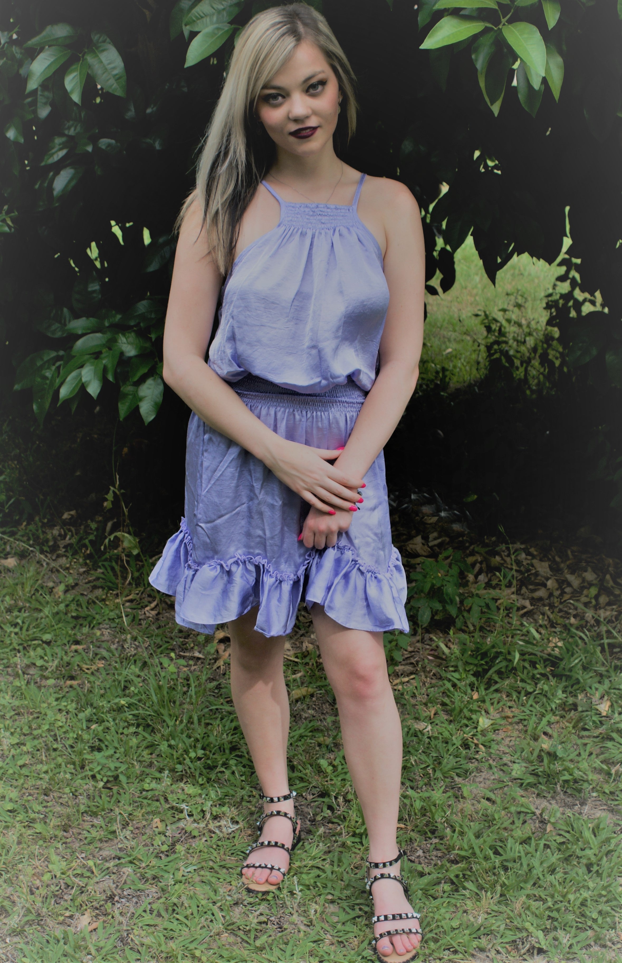 Lavender Smocked Mini Dress