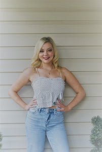 White Cropped Polka Dot Cami