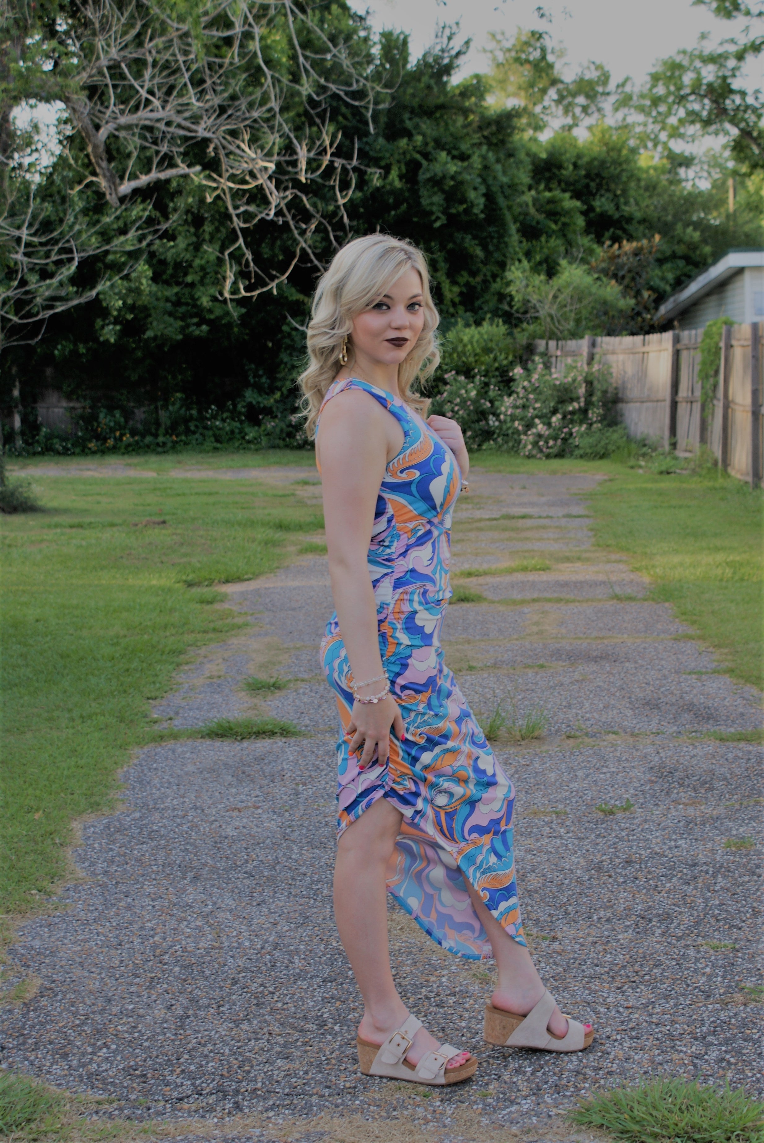 Blue Retro Swirl Dress