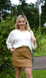 Camel Faux Leather Skirt