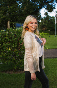 Sequin Button Up Top